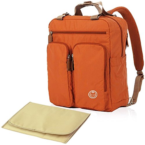 YuHan Baby Diaper Bag Travel Backpack Shoulder Bag Fit Stroller Changing Pad Nappy Backpack Orange