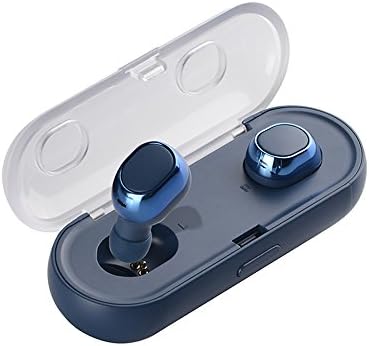 Mini Bluetooth Earpiece Hifi Sound Noise Cancelling True Wireless Earphones V4.2 Stereo Build-in Mic Headphones with Charging Box Apt-X Support for Iphone Samsung Android Dark Blue …
