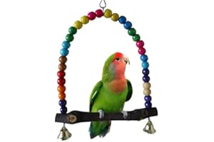 Gemini_mall® Bird Swing, Wooden Budgie Toy Pet Bird Cage Hammock Swing Hanging Toy for Parakeets Cockatiels, Conures, Macaws, Parrots, Love Birds, Finches