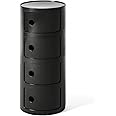 Kartell Componibili Contenitore 4 Elementi, Base Tonda, ABS, Nero, 32 x 32 x 77 cm