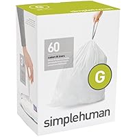 simplehuman - Bolsas de basura a medida, color blanco, código G - 30 L, pack de 60