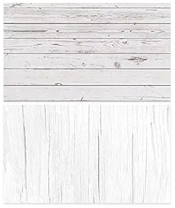 SAVIAURA 1 Sheet 2 in 1 3D Flat Lay Tabletop Double-Sided Photography Backdrop Photo Studio Flatlay Background PVC Wrinkle-Free for Small Product Shoot (White Wood Plank Pattern)