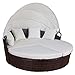 Produktbild SVITA Eivissa Poly Rattan Sonneninsel Ø 180 cm Garten-Insel Liege Sonnenliege Gartenliege Gartenset Segel Dach Sonnenschutz (Braun)