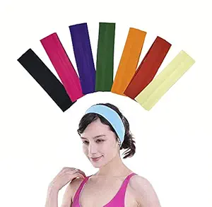 Majik Soft Elastic Stretch Yoga Headbands For Girls And Women For All Kids For Sports And Casual Wear And Gift Item For Girls Combo Of 7 Pcs Multicolor 20 Gram Pack Of 1
