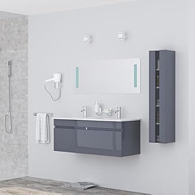 Générique Alban salle de bain complete double vasque 120 cm - laqué gris brillant