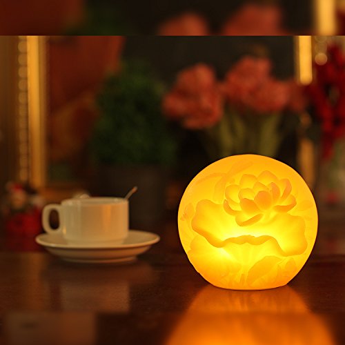 Lotus kerze Lotuskerze Flammenlose Kerze, Lotus Form des flammenlos Echtwachs Elektronische LED Kerzen mit Timer (Geprägte Rosa Lotus) (Lotus) - 9