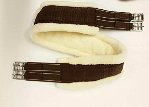 Northern Equestrian Quality Sheepskin Synthetic Mink Nylon Girth Cream/Brown, Elasticated D-ring. Sizes Option available (36")