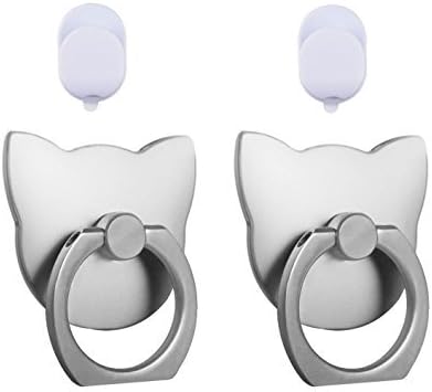 Cell Phone Finger Ring Holder,Irady Universal Metal Finger Grip Stand Holder Ring,Car Mount Phone Ring Grip for iPhone 6s plus/ 7 plus, Samsung Galaxy S7 edge Smartphone Ring stent Tablet [2 Pack],-Silver cat
