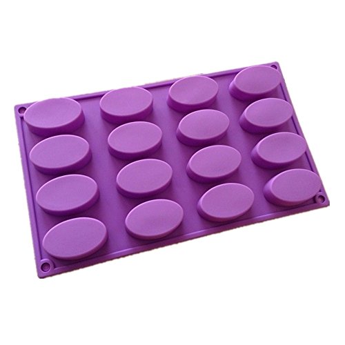Allforhome 16-er Silikon-Form zum Backen und Basteln, ovale Mulden, für Kuchen, Muffins, handgefertigte Seife, Kekse, Schokolade, Eiswürfel, flexibel - 4