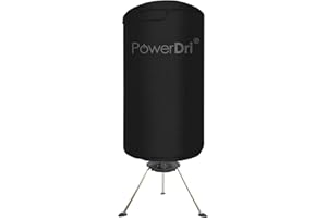 PowerDri Portable Fast Drying Electric Clothes Dryer Heated Indoor Home Dorms Buddy Hot Air Airer Machine (Black)