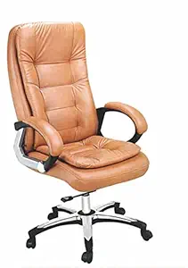 GURU CHAIRS Leather High Back Mesh Contemporary Office Chair with Wheels (Brown)