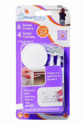 Dreambaby Pack of 6 Socket Covers and 4 Safety Catches (White)