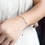 Thumby S925 Silber Armband Mode Kleine Quadratische Kleine Ball Armband Weiblich Süß Doppelt Armband, S925 Silberarmband, Einheitsgröße