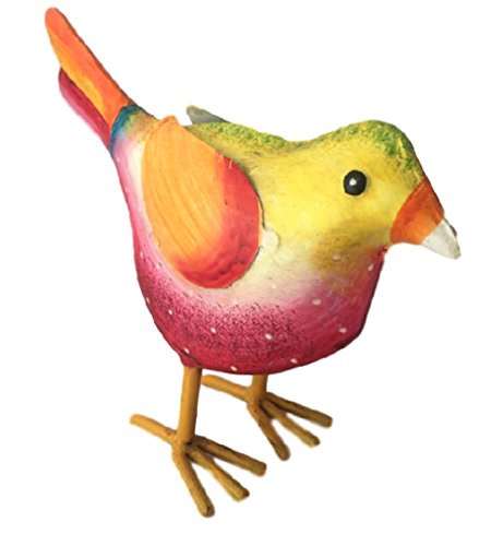 Gartenfigur bunter Vogel aus Metall 3 verschiedene Farben zur Auswahl 20x9x18cm Handarbeit Gartendeko Metallfigur Gartendekoration Gartenfiguren (Auswahl Vogel pink mit weißem Schnabel) - 2
