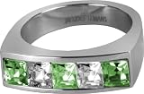 Jacques Lemans Ring besetzt mit Funkelnde Kristallen massiv Edelstahl