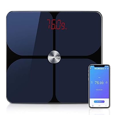 YOUNGDO Pèse Personne Impédancemètre ITO, Impedancemetre avec 23 Données Corporelles (BMI/BFR/Muscle/Eau/Graisse Corporelle/Masse osseuse/BMR etc), Balance Impedancemetre 999 Utilisateurs