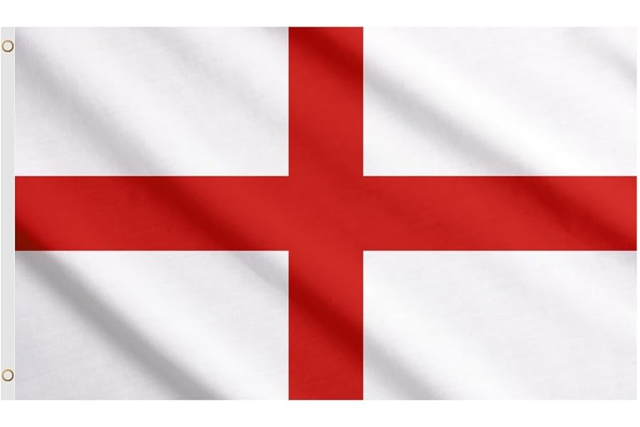 1x Large St George's Cross Flag England Flag - 5FT x 3FT Double Stitched Premium Quality Polyester English Banner with Metal Eyelets for Sports & National Events