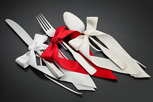 10 Antennenschleifen mit Rose Deko Schleifen Hochzeit Autoschmuck Autoschleifen Weiss - 7