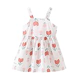 IZHH Kinder Kleider, Kleinkind ärmellose Kleider Baby mädchen Blumen Bogen Tulle floral Party Prinzessin Kleider 6m-24m Urlaub Geburtstag Sling Dress(Rosa,80)
