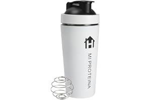 H HOME UNIVERSAL Home Universal® 750ML Botella Gim Shaker de Acero Inoxidable | BPA Free con Mezclador de Tapa Integrado | Vaso Gimnasio con Medidor | Apto para Lavavajillas | Vaso Proteína (Blanco)