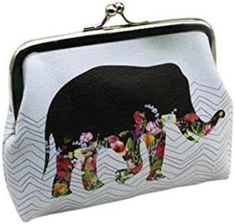 ZJENE Womens Cute Elephant Wallet Card Holder Coin Purse Clutch Handbag (4.7*3.9", White)