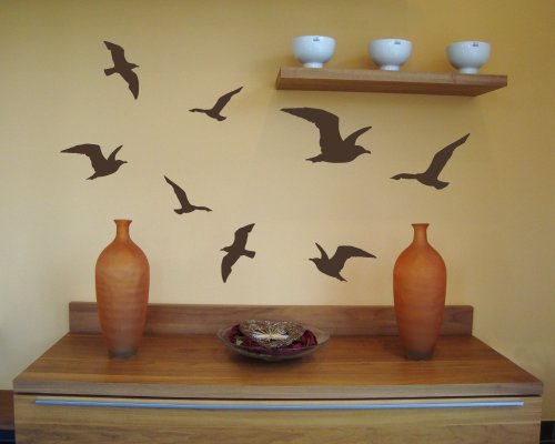 Wandtattoo Vogelschutzaufkleber Möwen-Set in 5 Größen und 25 Farben (30x20cm silbermetalleffekt) - 2