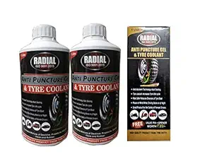 AutemocareTM, Anti Puncture Gel and Tyre Coolant for Tubeless CAR, Scooter & Bikes, 1 Small Pack Extra with 1 Liter (Pack of 2)