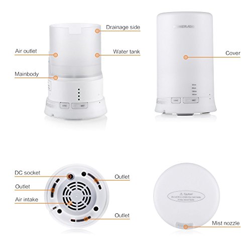 Poweradd Aroma Diffuser Luftbefeuchter Raumbefeuchter mit Abschaltautomatik und 7 LED Farbwechsel für Wohnzimmer,Kinderzimmer,Schlafzimmer,Büro usw. - 2