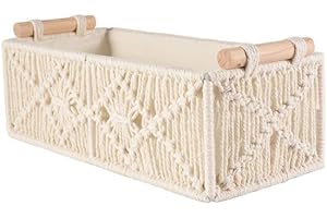 Iunipusy Macrame Storage Baskets Box, Macrame Boho Braided Gift Basket for Bathroom, Storage Box, Bathroom, Toilet Paper Storage, Bedroom