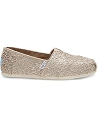 Toms Classic Rose Gold Crochet Glitter Mujeres Espadrilles Zapatos