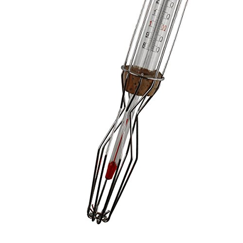 Set Zuckerthermometer und Zuckerprober Glas . Zucker Thermometer 36 cm in Drahtfassung und Zuckergehalt Messer in Glas Gehäuse . Analog - 4