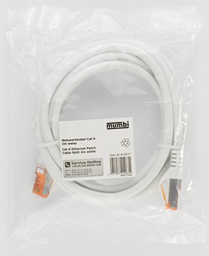 mumbi 2m Cat.6 Ethernet Lan Netzwerkkabel – Cat.6 FTP (RJ-45) 2 Meter Kabel in weiss - 6