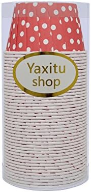 Yaxitu 50Pcs Wave Point Paper Cake Cup Cupcake Cases Liners Muffin Kitchen Baking Wedding Party Cake Baking Cup (Red)