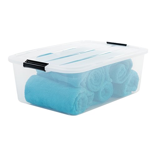 Iris 140065 Aufbewahrungsbox set von 3, Ordnungssystem, Stapelbare mit Handel 30 L, Kunststoffbox mit deckel, transparent - 3