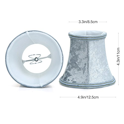 Fuloon 6er Set Molton Lampenschirme für E14/E27 Birne Kerze Kronleuchter Hängelampe Rund Lampenschirme (Grau) - 4