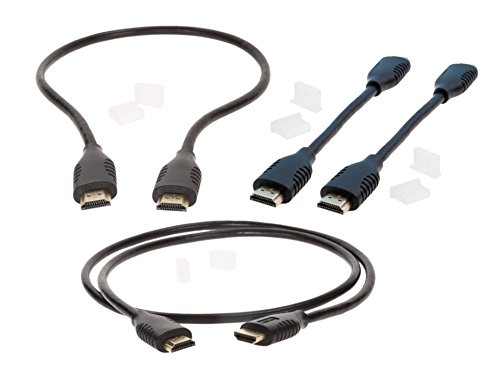 valonic HDMI Kabel Set kurz, hochwertig, vierteilig (2x 20cm, 1x 0,5m, 1x 1m), Ultra-HD, Full-HD, 3D, 4K, ARC, True HD Dolby 7.1, DTS-HD Master Audio, Ethernet, CEC, Kontakte vergoldet, 30 AWG, schwarz - 2