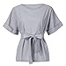 Produktbild NPRADLA 2018 Damen Casual Kimono V Ausschnitt Baumwolle Leinen Top mit Bindegürtel lose Tunika Bluse