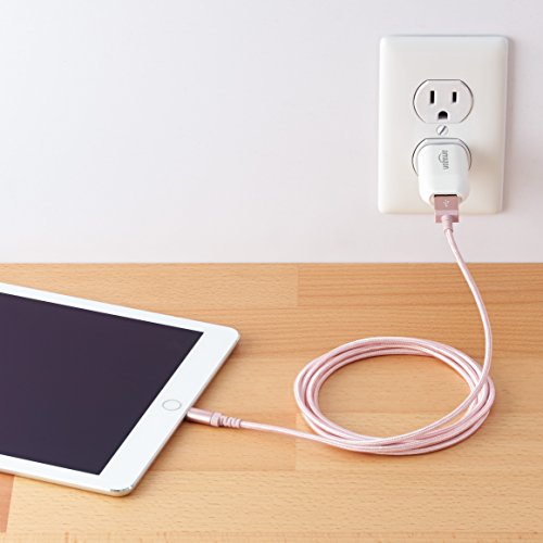AmazonBasics Apple Certified Nylon Braided Lightning to USB Cable - 1.8 m (6 ft) - Rose Gold