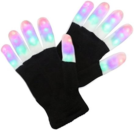 LED Gloves,LED Light Gloves Rave Flashing Glow Light Up Full Finger Fingertips Lighting Gloves Party Game Favor Colorful Dance Birthday Disco Clubs Festivals Running Cycling Sports