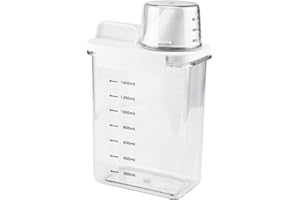 Drufoful Distributeur de Détergent à Lessive, Stockage Réutilisable, Seau De Rangement, Multi-Usages, BoîTe Rangement Avec Couvercle, Pour Les Buanderies, Poudre à Lessive, 1800ML