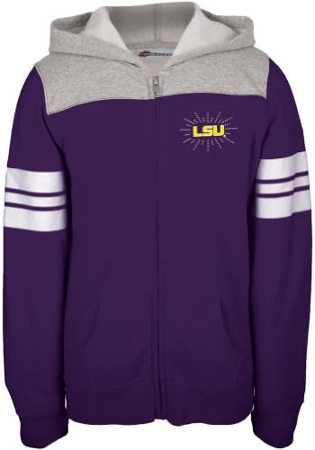 LSU Tigers - Rhinestone Rays Logo Girls Youth Zip Hoodie 18 Purple