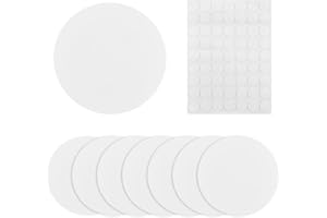 SUPERFINDINGS 8 Piastra Piatta In Plastica Cieca 18cm Cerchio Copri Foro A Parete con 60 Pezzi Nastro Adesivo Biadesivo Piastra Vuota Rotonda Smerigliata Antipolvere