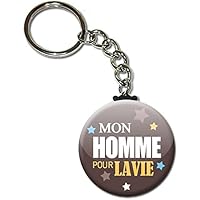 Mon HOMME pour LA VIE Porte clés chaînette 38mm ( Idée Cadeau Mari Chéri Homme Saint Valentin Noël Anniversaire )