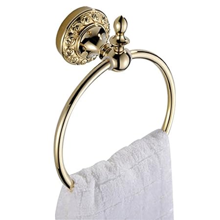 BigBig Home Handtuchhalter Gold aus Messing, Handtuchring Modern mit