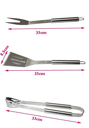 RoseFlower® 6 teilig Hochwertige Edelstahl Grillbesteck Barbeque mit Aluminium-Koffer enthalten – Perfekte Schwerlast Professionelle Grill-Werkzeug BBQ Zubehör Kit - 7