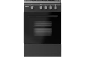 Nikai 50x50 Full Safety 4 Burner Gas Cooker, Oven And Grill Function, Free Standing Cooking Range, Manual Ignition System, Easy Cleaning, Robust Burners, Rapid Preheat, Made in Turkey, U3110NBFS Black