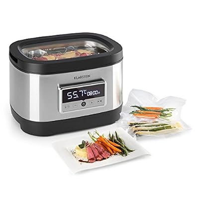 Klarstein Spa Vide • cuiseur sous vide • cuisinière • cuisinière sous vide • cuiseur à basse température Vakuumgarer • 700 watts • température: 40 à 90°C • inox • couvercle • grill et élément de cuisson • argent