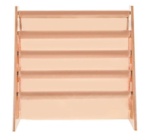 Bibliothèque avec pochettes colorées pour enfants LIVIVO - Accès facile - En bois et nylon souple pour protéger les livres de vos enfants - Hauteur idéale pour votre petit lecteur