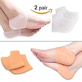 PURENJOY 2 Pairs Plantar Fasciitis Silicone Gel Breathable Heel Protective Sleeve for Reduce Pressure on Heel, Relief Heel Pain and Cracked Heel with 100% Soft Flexible Silicone-White, Colour