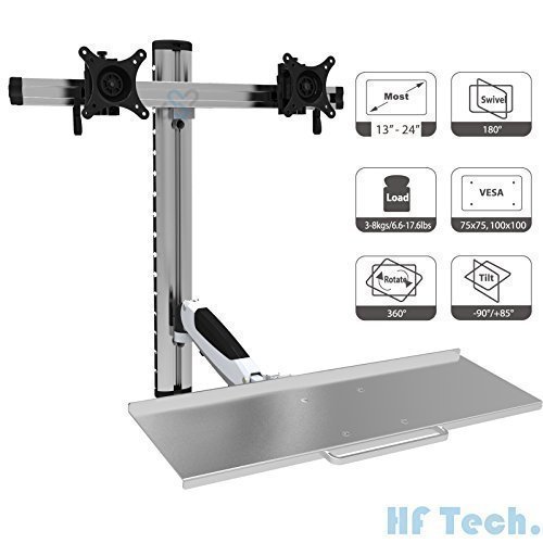 HFTEK® FY09WS Workfit Workstation Monitor Halterung Halter Wandhalterung Sit & Stand bis zu 24 Zoll mit VESA 75 / 100 (FY09WS)